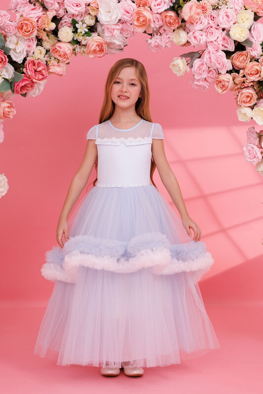 Blue Girls Tulle Dress 3-7 AGE - 1