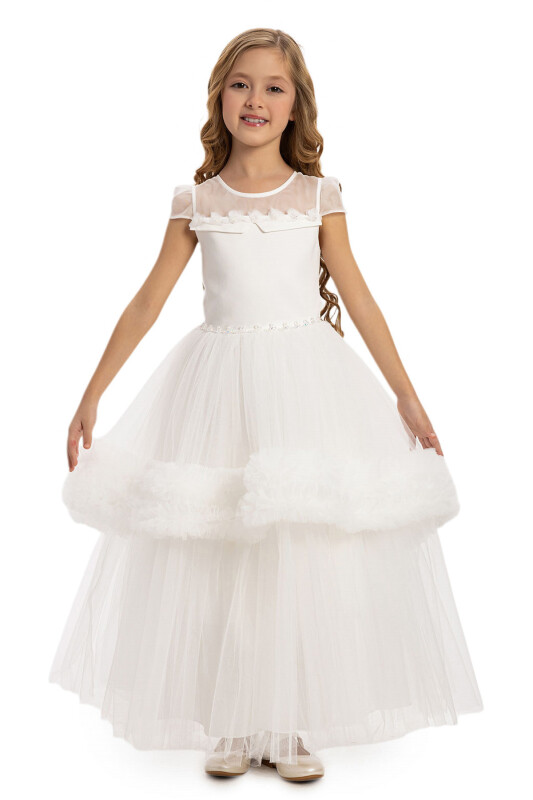 Ecru Girls Tulle Dress 3-7 AGE 