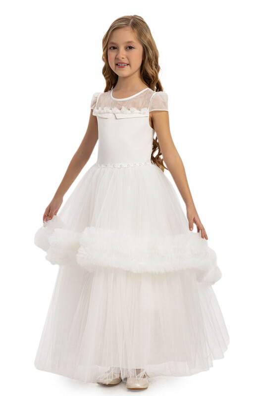 Ecru Girls Tulle Dress 3-7 AGE - 2