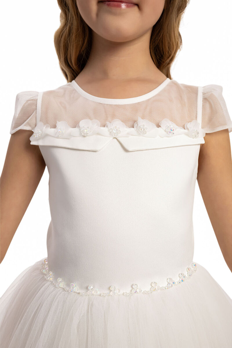 Ecru Girls Tulle Dress 3-7 AGE - 3