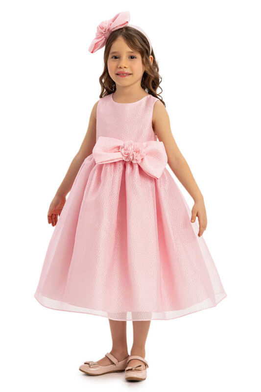 Powder Bow Dress with Hair Accessory 3-7 AGE - 4