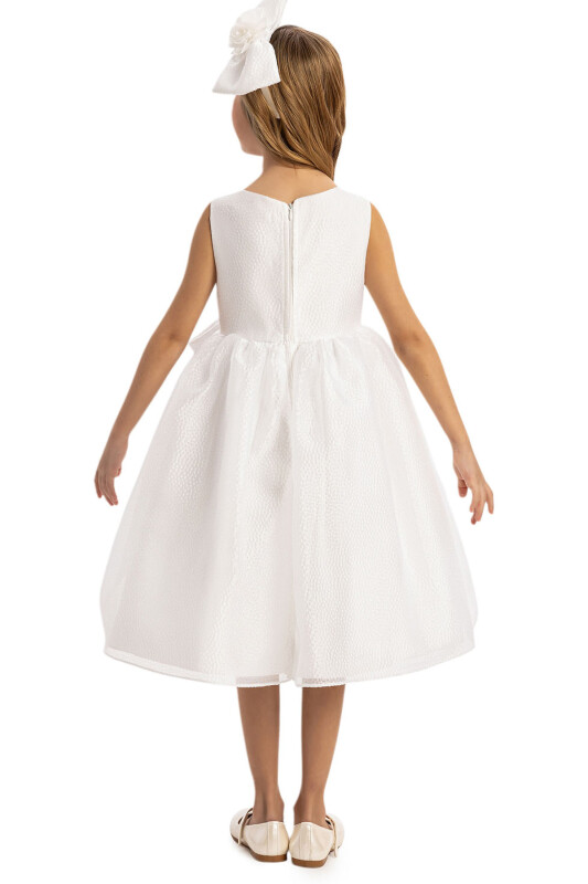 Ecru Bow Dress with Hair Accessory 3-7 AGE - 5