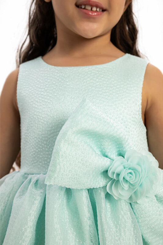 Mint Bow Dress with Hair Accessory 3-7 AGE - 4