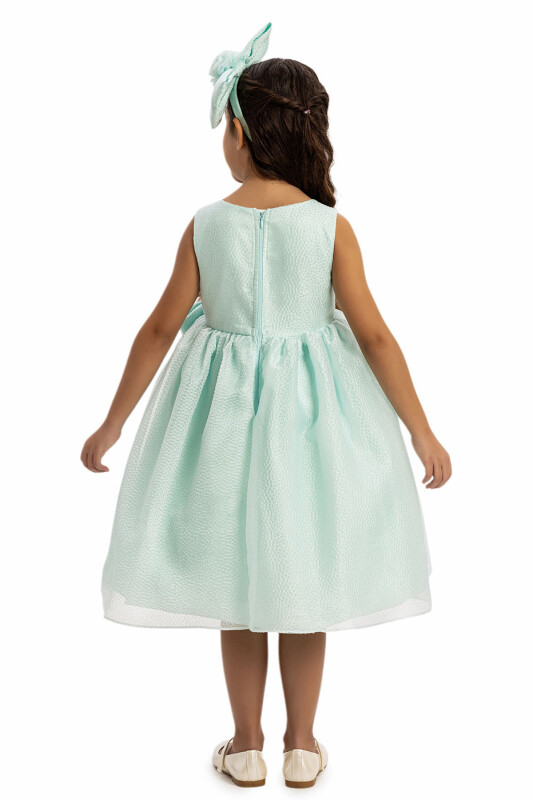 Mint Bow Dress with Hair Accessory 3-7 AGE - 6