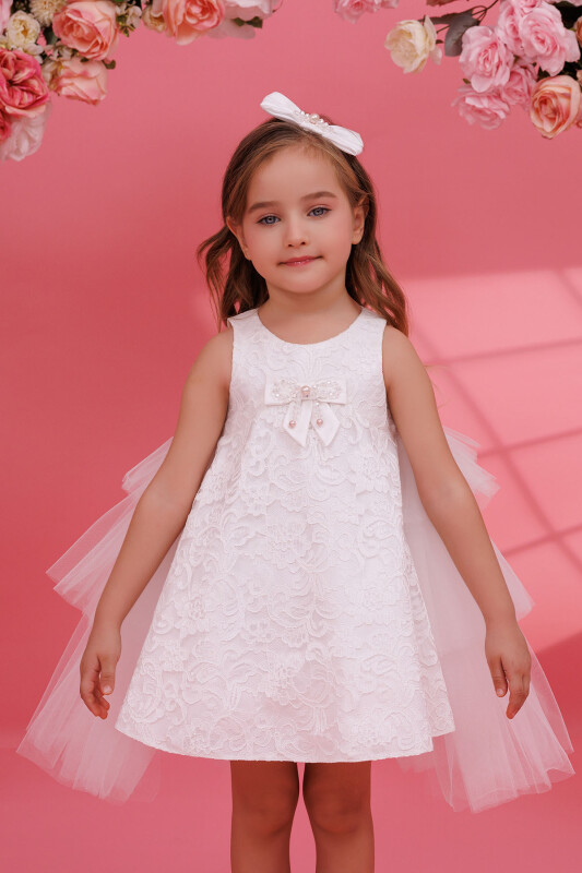 Ecru Girls Lace Tulle Dress 6-24 MONTH 