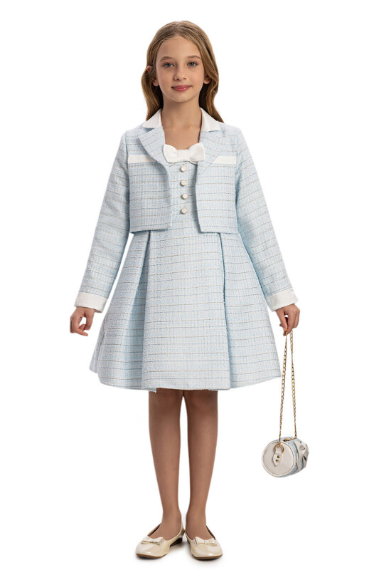 Blue Stylish Dress with handbag 8-14 AGE 