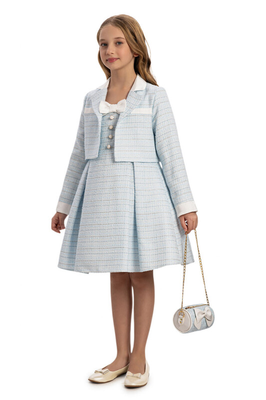 Blue Stylish Dress with handbag 8-14 AGE - 2