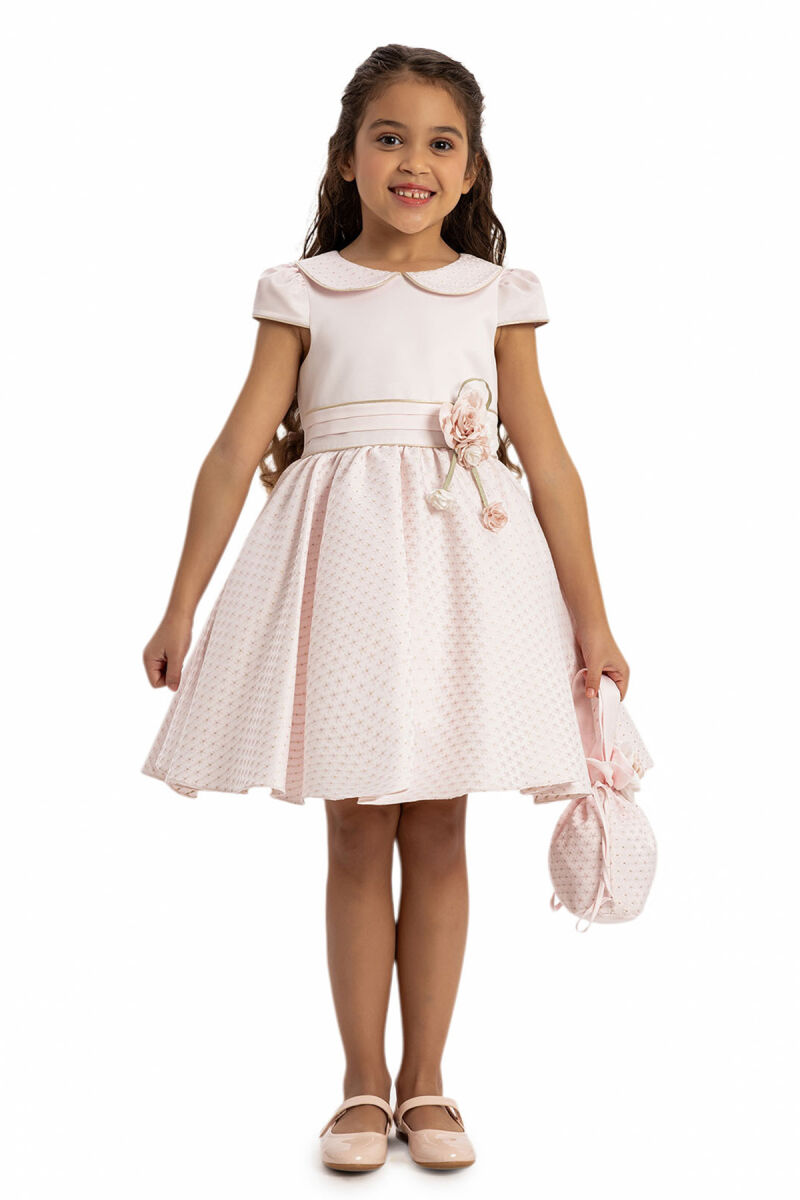 Powder Elegant Girls Dress with Matching Bag 3-7 AGE - 5