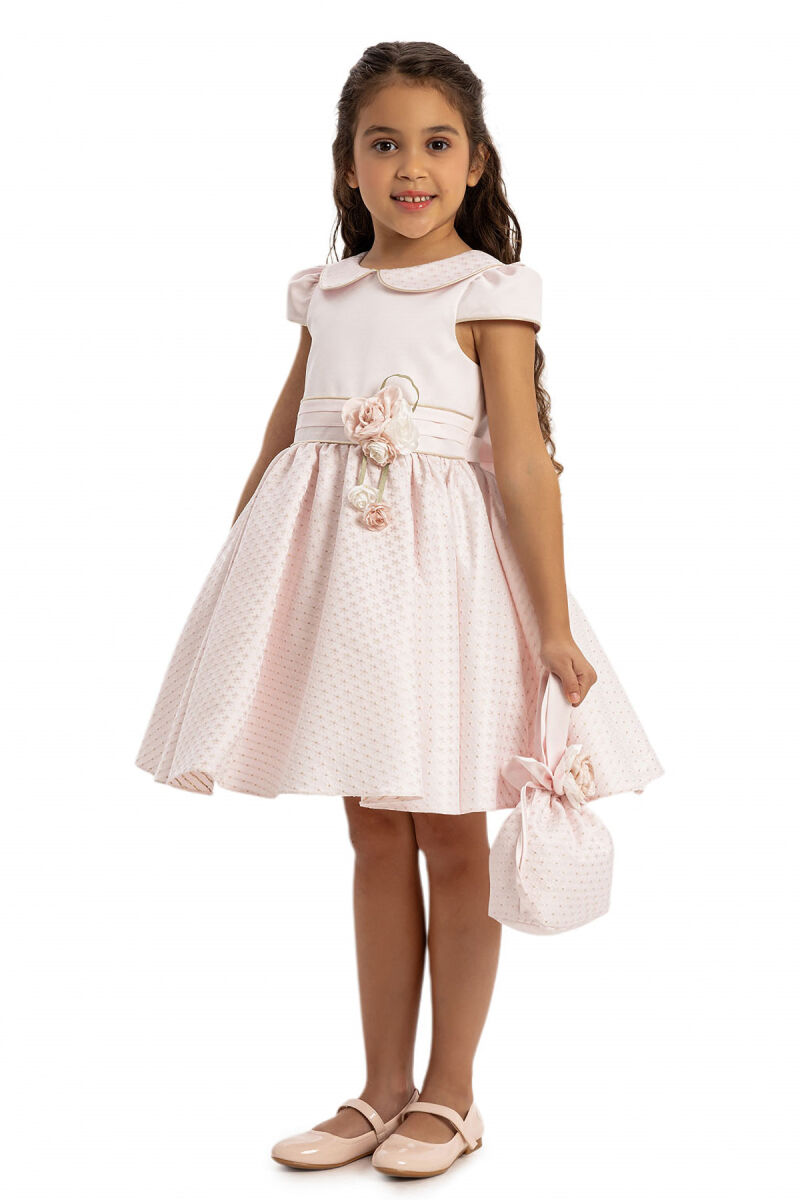 Powder Elegant Girls Dress with Matching Bag 3-7 AGE - 6