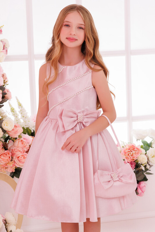 Powder Satin Dress with Matching Bag 8-14 AGE - 1