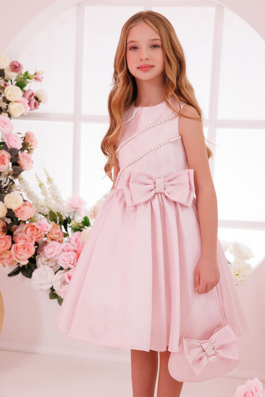 Powder Satin Dress with Matching Bag 8-14 AGE - 3