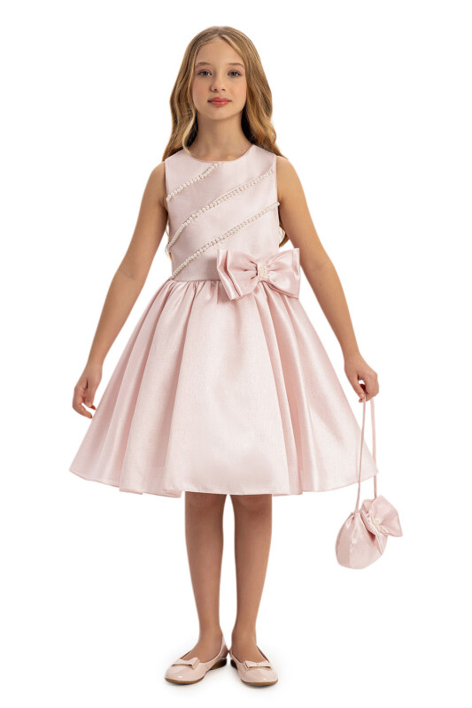 Powder Satin Dress with Matching Bag 8-14 AGE - 4