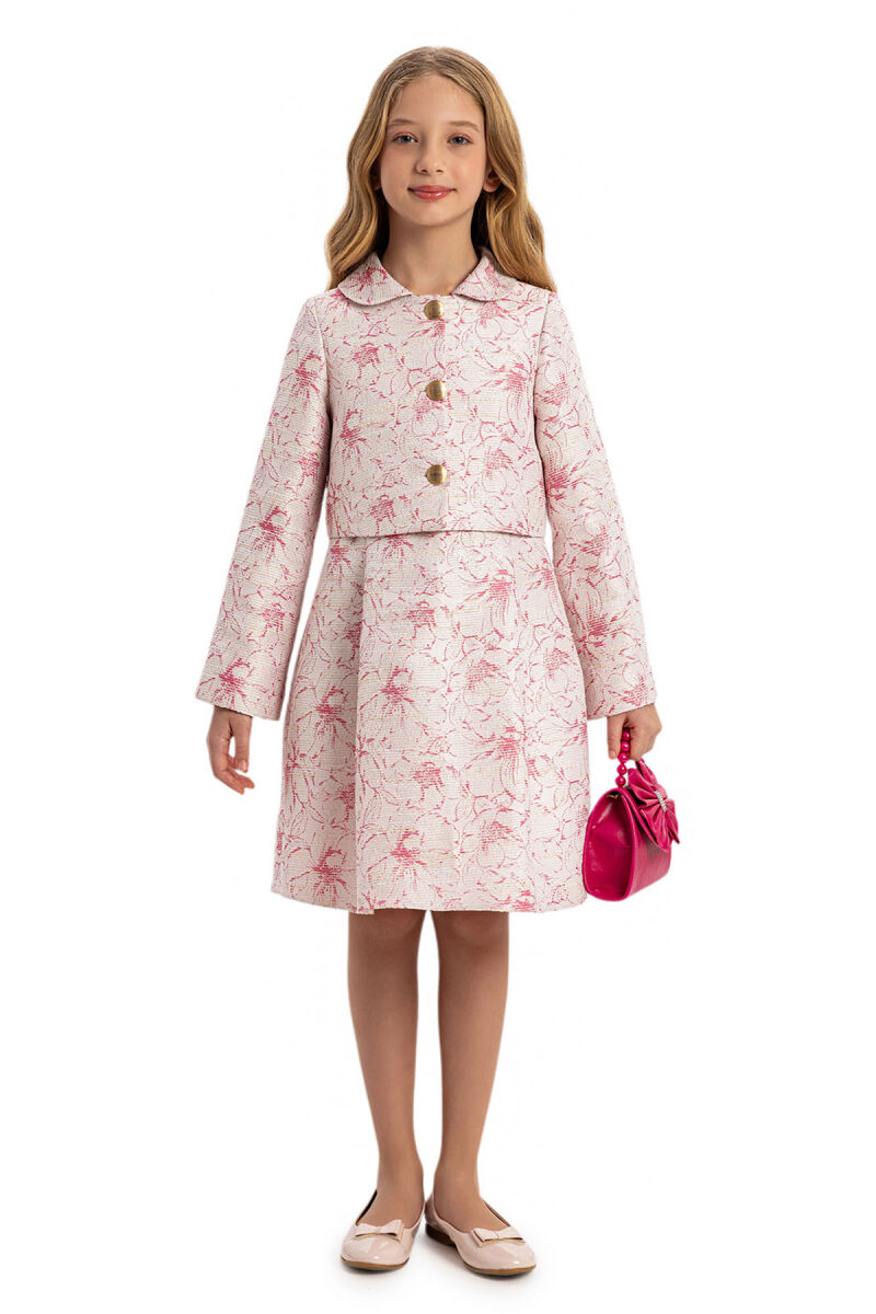 Fuchsia Dress with Jacket and Handbag 8-14 AGE - 3