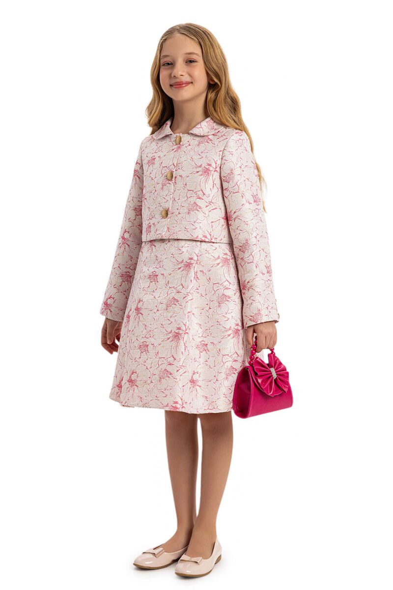 Fuchsia Dress with Jacket and Handbag 8-14 AGE - 4