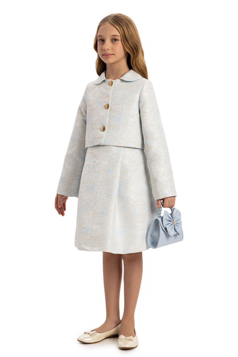 Blue Dress with Jacket and Handbag 8-14 AGE - 2