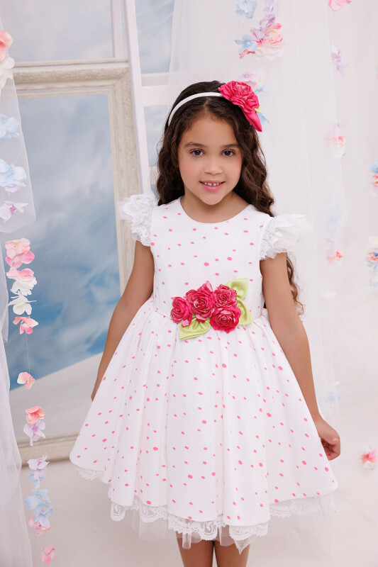 Pink Girls Dress with Hair Accessory 3-7 AGE - 3