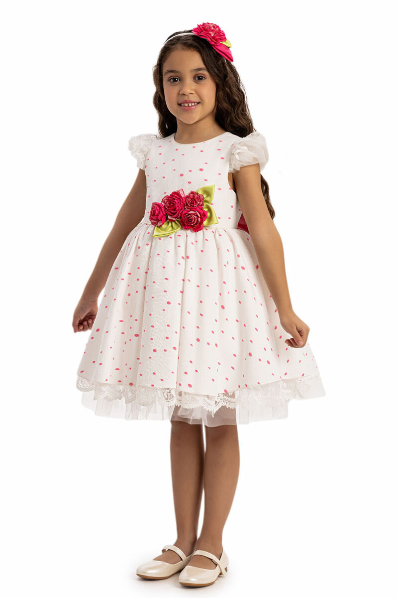 Pink Girls Dress with Hair Accessory 3-7 AGE - 5