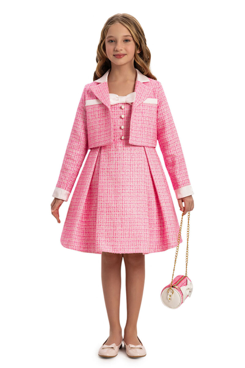 Pink Stylish Dress with handbag 8-14 AGE - 2