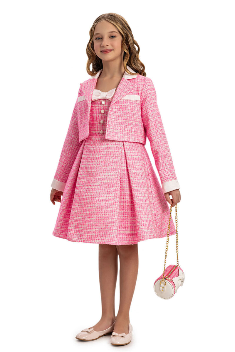 Pink Stylish Dress with handbag 8-14 AGE - 3