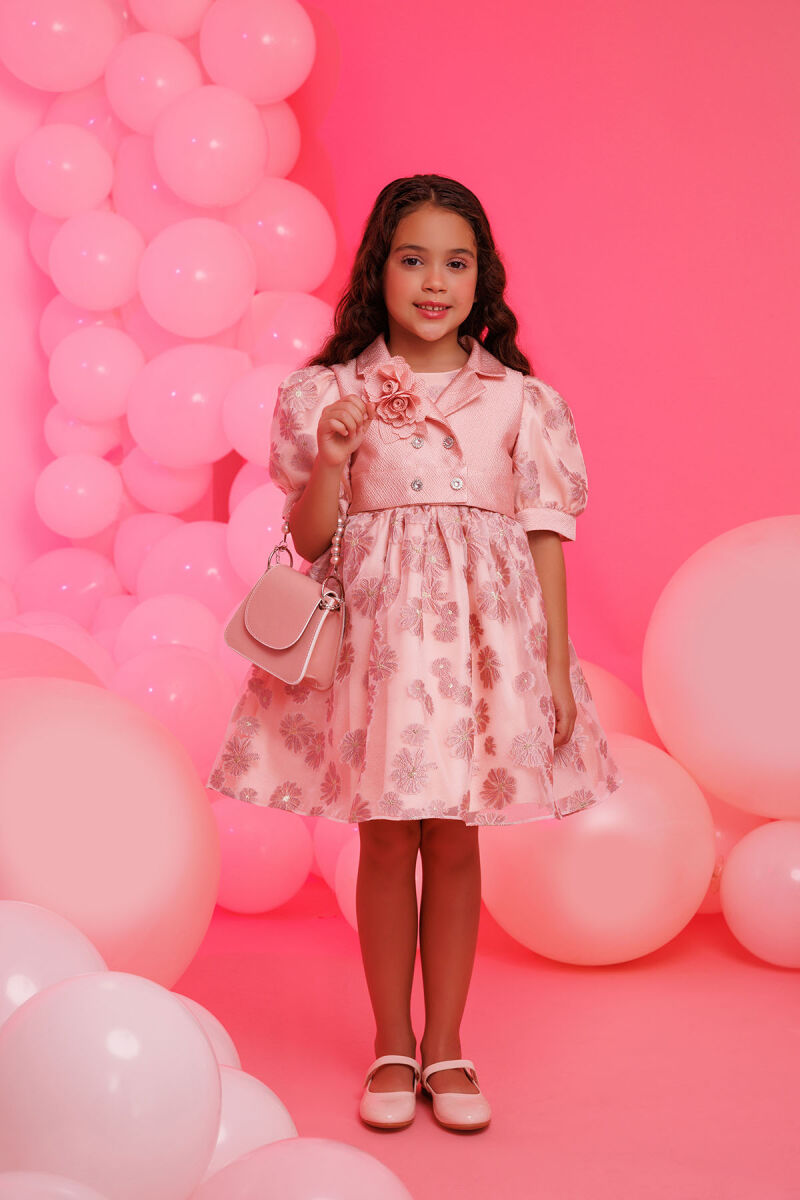 Powder Dress with Short Sleeve Bolero and Bag 3-7 AGE - 2