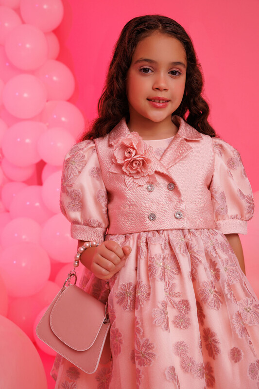 Powder Dress with Short Sleeve Bolero and Bag 3-7 AGE - 3