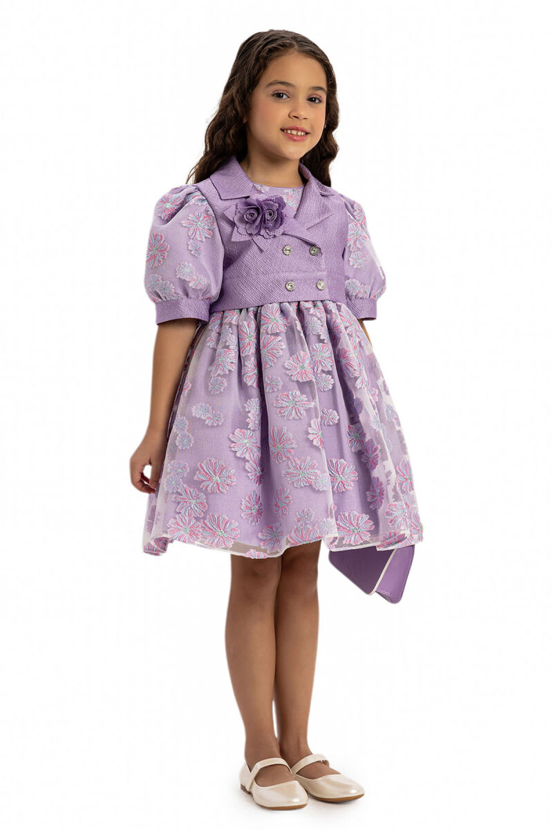 Lilac Dress with Short Sleeve Bolero and Bag 3-7 AGE - 5