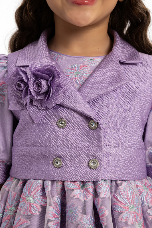 Lilac Dress with Short Sleeve Bolero and Bag 3-7 AGE - 6