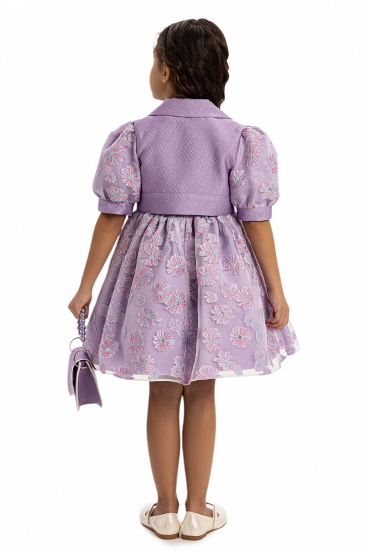 Lilac Dress with Short Sleeve Bolero and Bag 3-7 AGE - 9