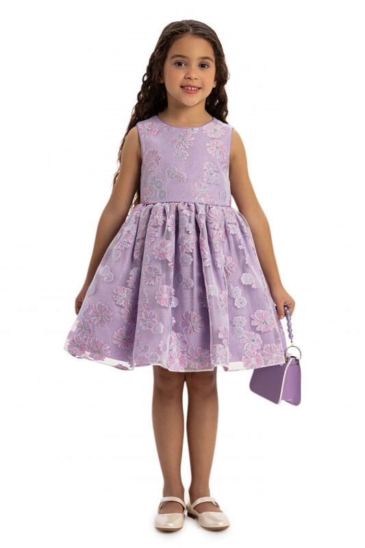 Lilac Dress with Short Sleeve Bolero and Bag 3-7 AGE - 10