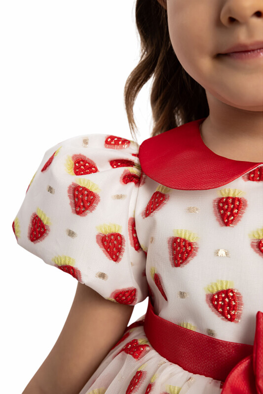 Red Strawberry Dress with Hair Accessory 6-24 MONTH - 4