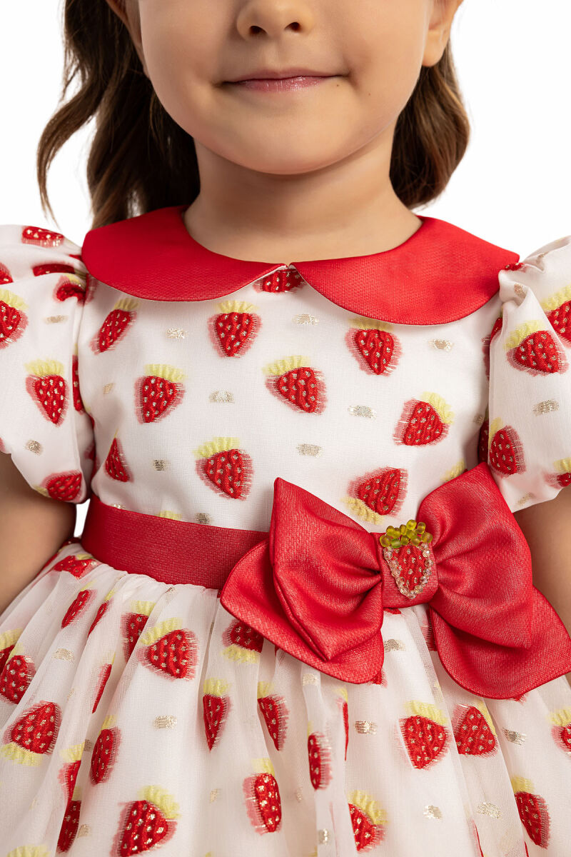 Red Strawberry Dress with Hair Accessory 6-24 MONTH - 5