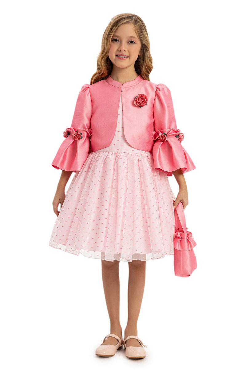 Pink Dress with Matching Bolero and Bag 3-7 AGE - 3