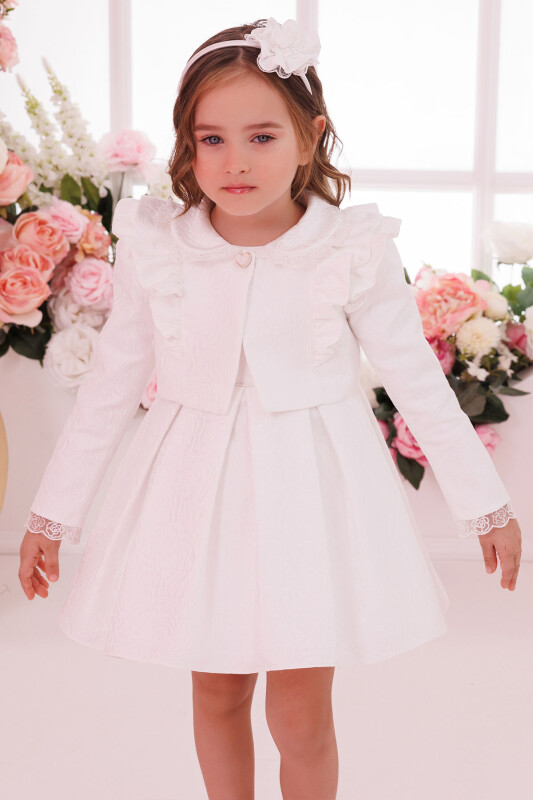 Ecru Baby Dress with Bolero 6-24 MONTH - 1