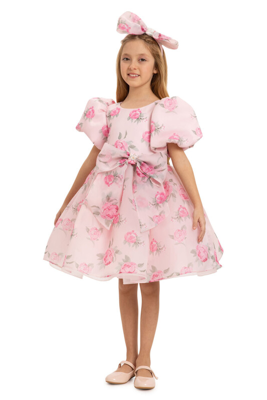 Powder Floral Dress with Hair Accessory 3-7 AGE - 4