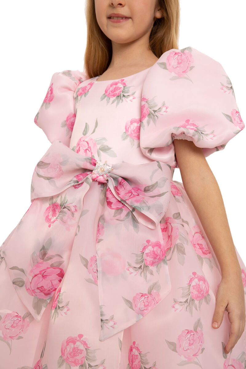 Powder Floral Dress with Hair Accessory 3-7 AGE - 5