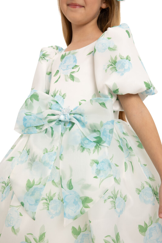 Blue Floral Dress with Hair Accessory 3-7 AGE - 6