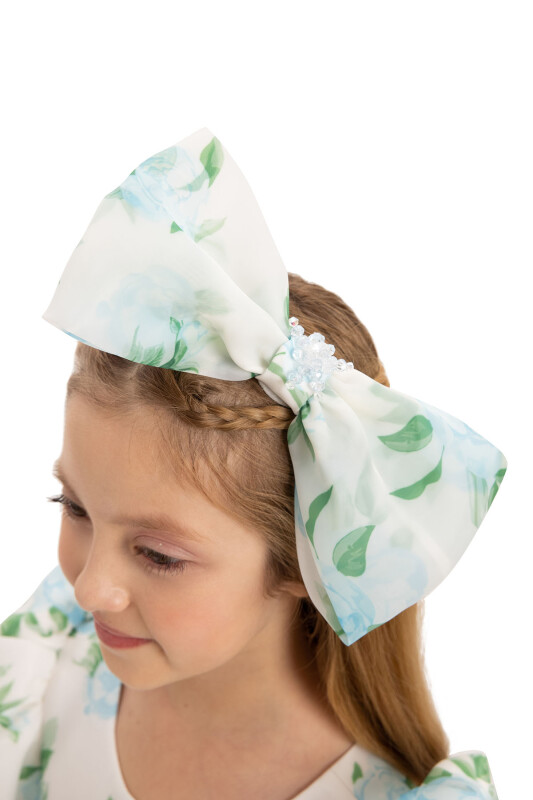 Blue Floral Dress with Hair Accessory 3-7 AGE - 10