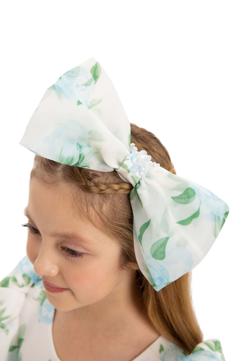 Blue Floral Dress with Hair Accessory 3-7 AGE - 10