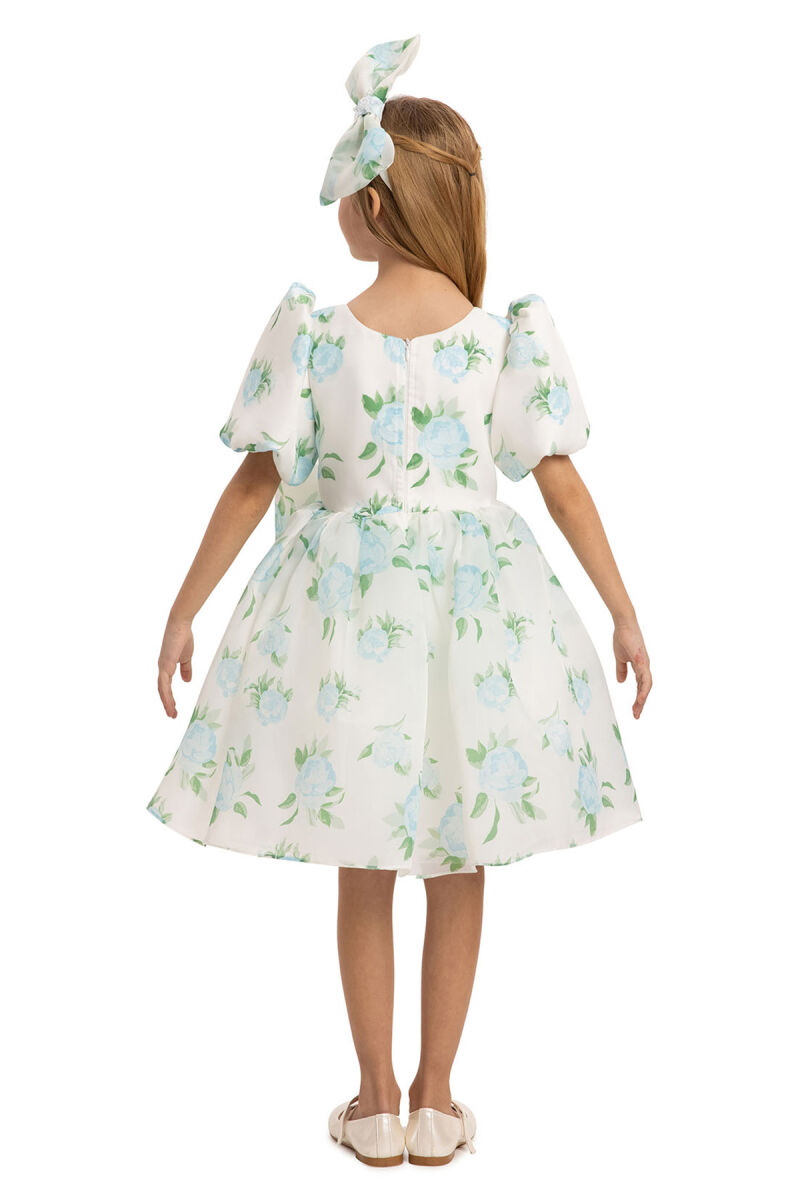 Blue Floral Dress with Hair Accessory 3-7 AGE - 11