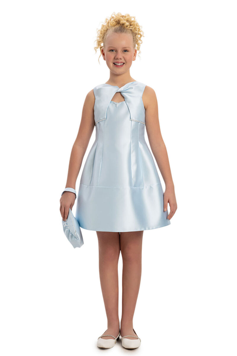 Blue Dress with Matching Bag 8-14 AGE - 3