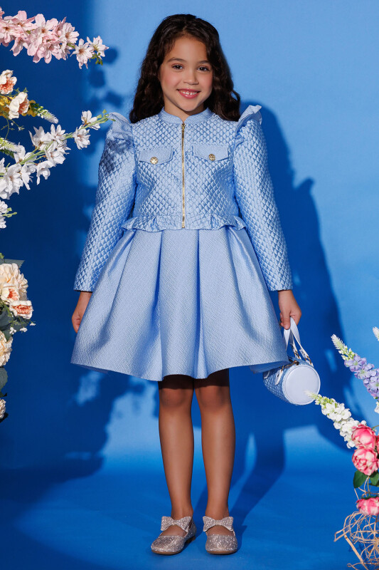 Blue Chic Dress with Matching Jacket and Bag 3-7 AGE 