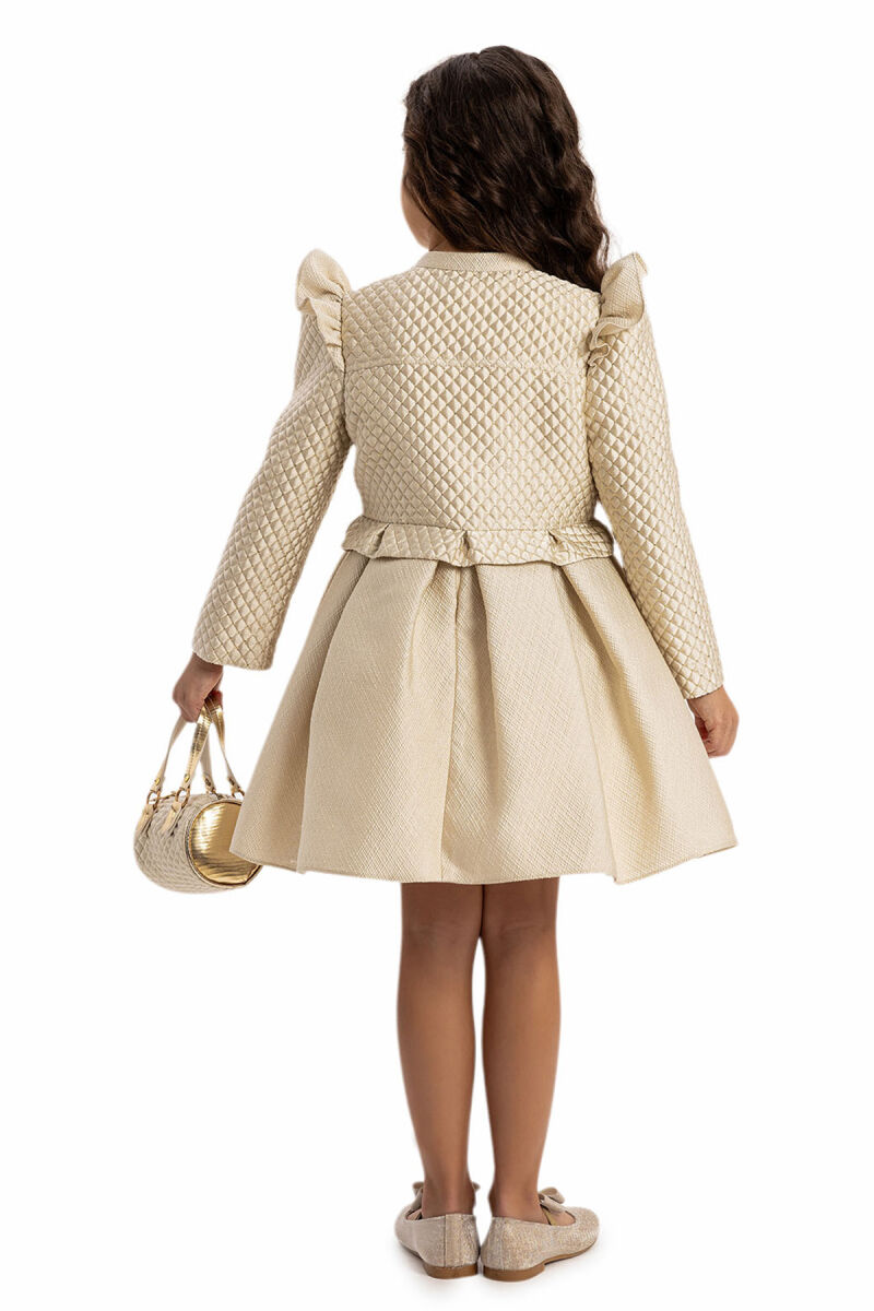 Beige Chic Dress with Matching Jacket and Bag 3-7 AGE - 8