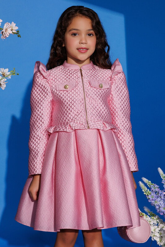 Pink Chic Dress with Matching Jacket and Bag 3-7 AGE 