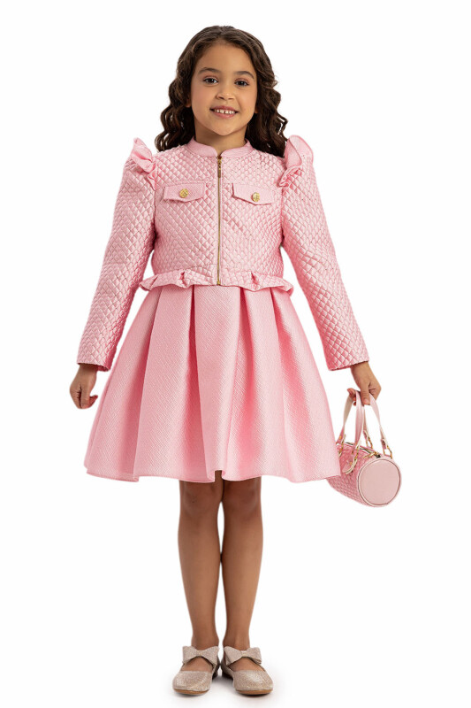 Pink Chic Dress with Matching Jacket and Bag 3-7 AGE - 3