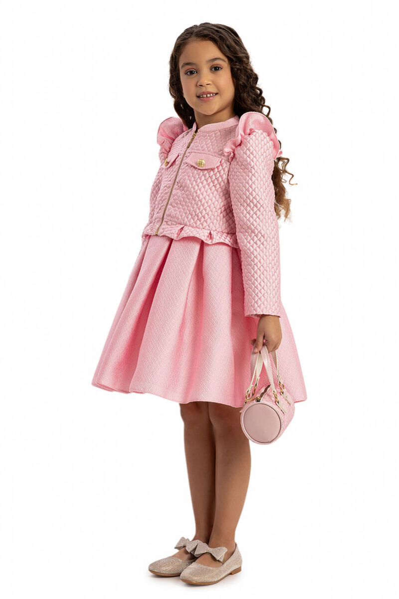 Pink Chic Dress with Matching Jacket and Bag 3-7 AGE - 4