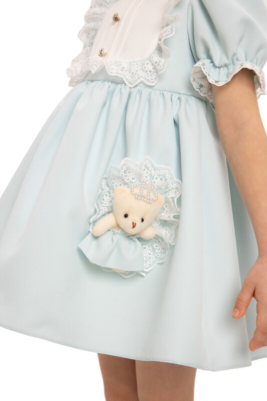 Blue Baby Dress Set with Teddy Bear 6-24 MONTH - 7