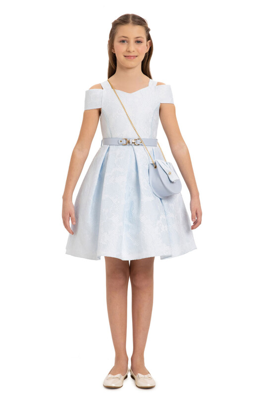 Blue Girls Dress with Bag and Belt 8-14 AGE 