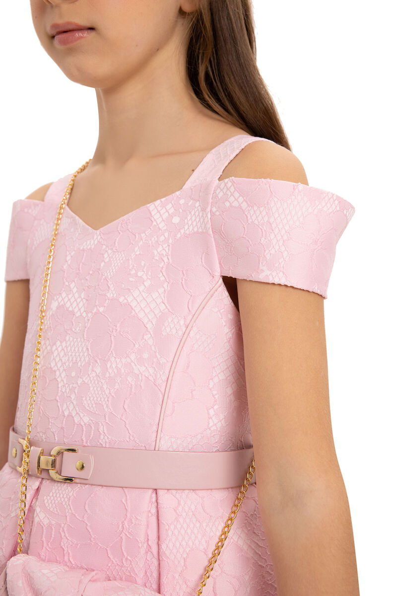 Pink Girls Dress with Bag and Belt 8-14 AGE - 7