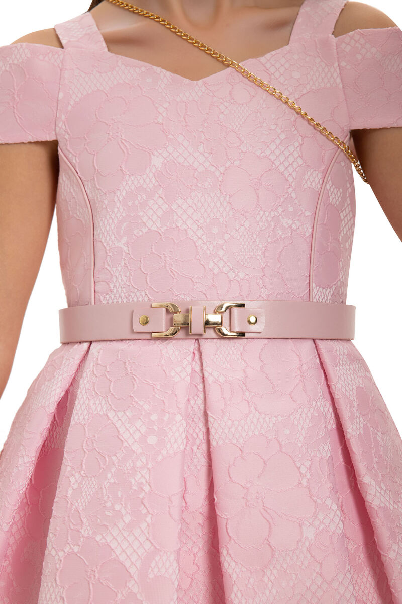 Pink Girls Dress with Bag and Belt 8-14 AGE - 9