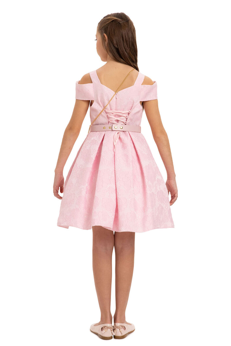 Pink Girls Dress with Bag and Belt 8-14 AGE - 10